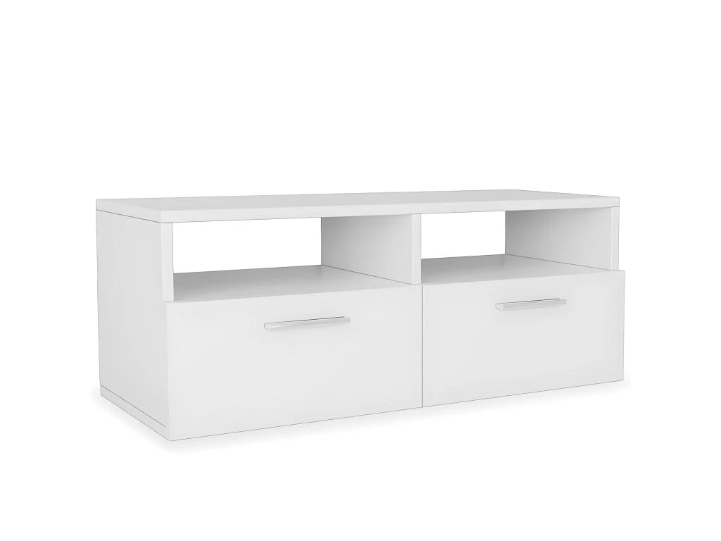 Meuble Télé Buffet Tv Télévision Design Pratique 2 Pcs Aggloméré 95 Cm Blanc 2502082 – Image 2