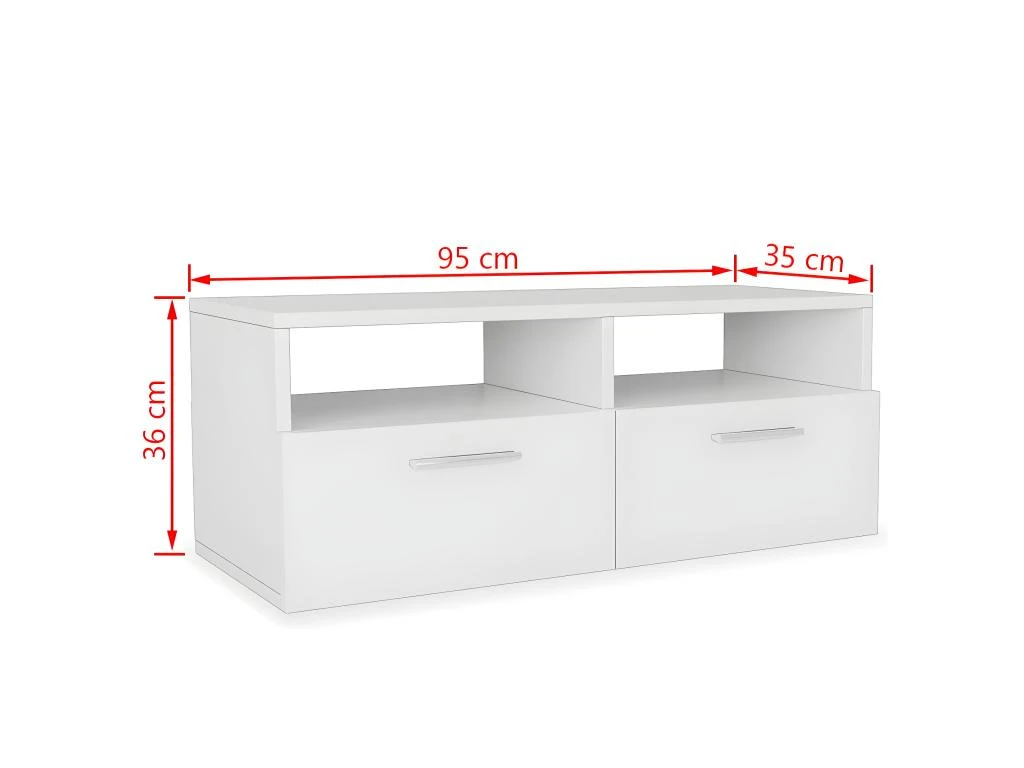 Meuble Télé Buffet Tv Télévision Design Pratique 2 Pcs Aggloméré 95 Cm Blanc 2502082 – Image 5