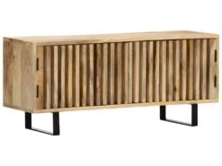 Meuble Télé Buffet Tv Télévision Design Pratique 90 Cm Bois De Manguier Massif 2502020