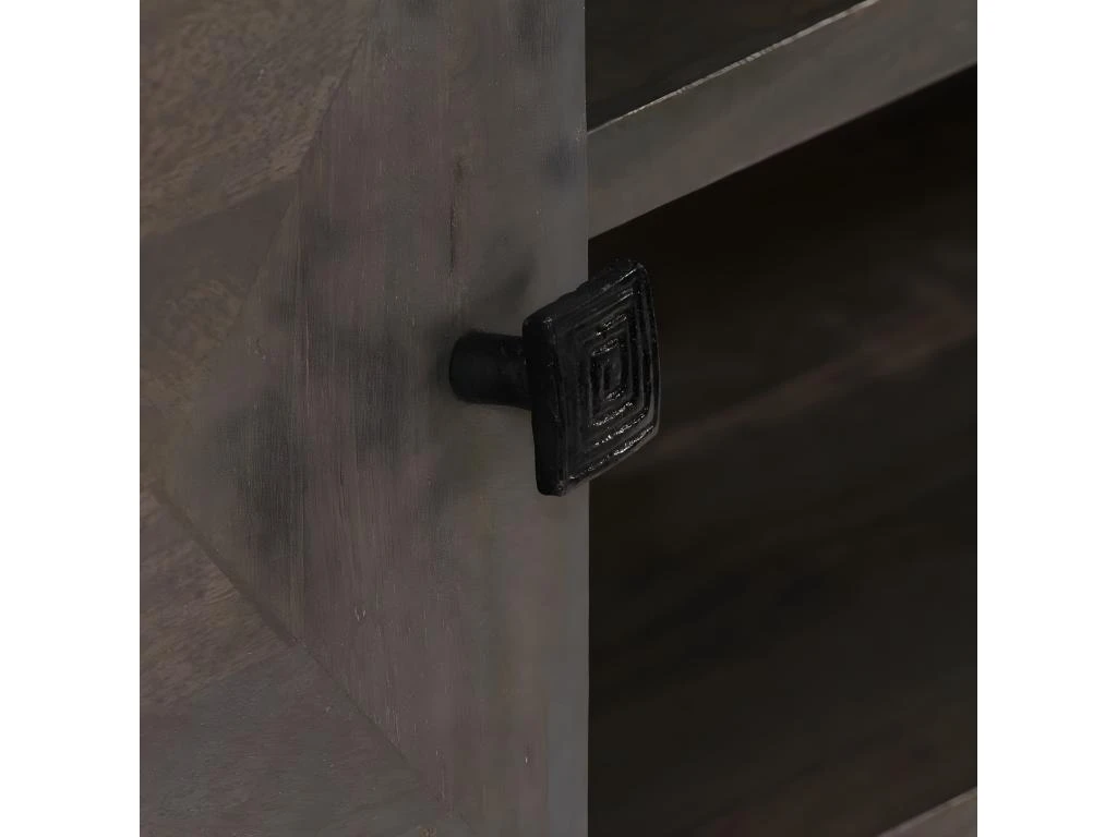 Meuble Télé Buffet Tv Télévision Design Pratique Bois Massif De Manguier 140 Cm 2502014 – Image 2