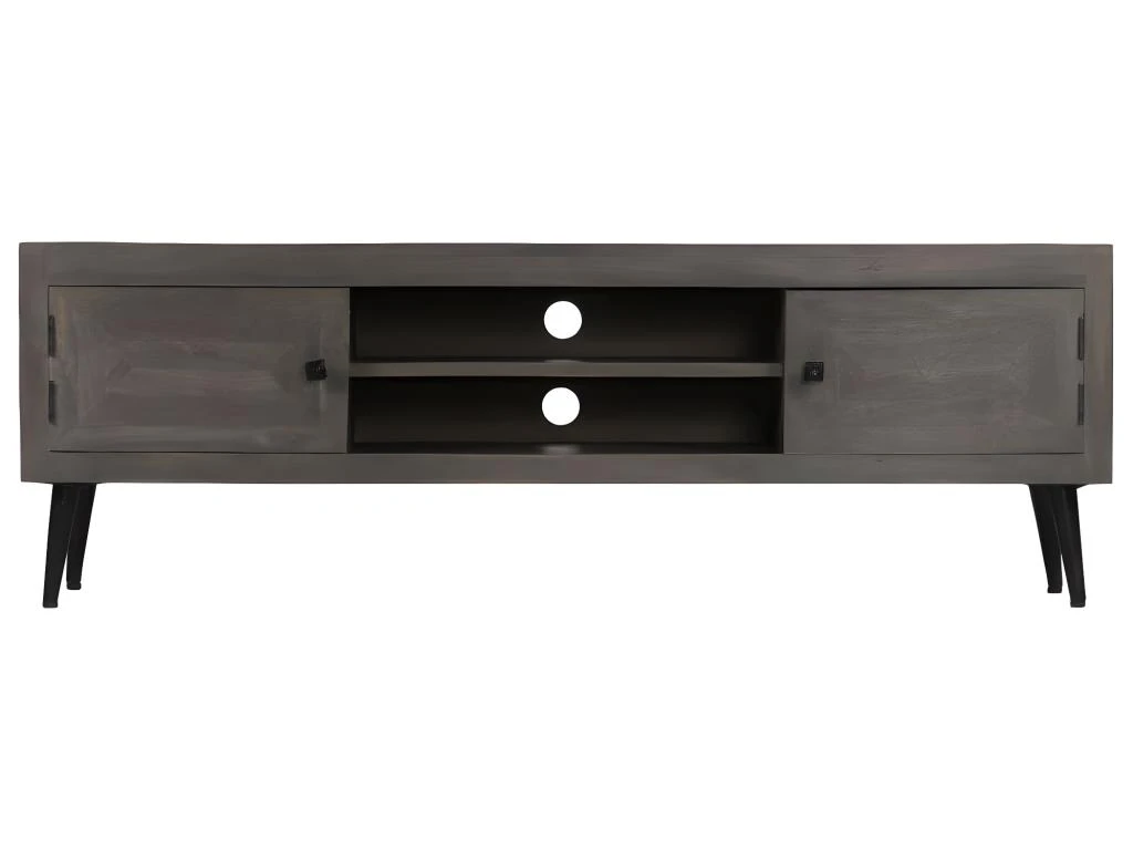Meuble Télé Buffet Tv Télévision Design Pratique Bois Massif De Manguier 140 Cm 2502014 – Image 4