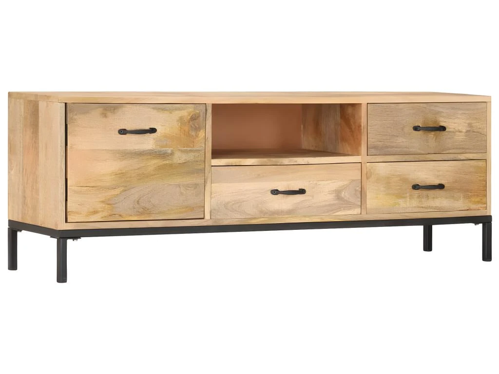 Meuble Télé Buffet Tv Télévision Design Pratique 130 Cm Bois Massif De Manguier 2502052