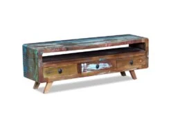 Meuble Télé Buffet Tv Télévision Design Pratique Avec 3 Tiroirs Bois De Récupération Massif 2502100