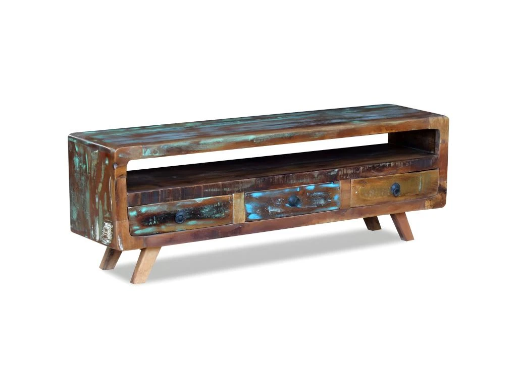 Meuble Télé Buffet Tv Télévision Design Pratique Avec 3 Tiroirs Bois De Récupération Massif 2502100 – Image 5