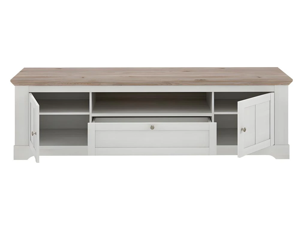 Meuble TV 205 Cm 2 Portes 1 Tiroir Décor Chêne Blanchi - ANGELE – Image 3