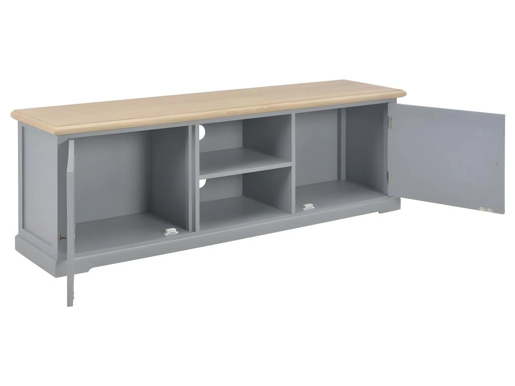 Meuble Télé Buffet Tv Télévision Design Pratique Gris 120 Cm Bois 2502191/2 – Image 2