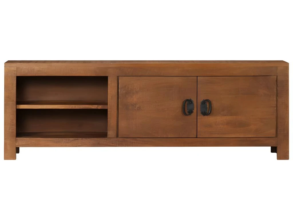 Meuble Télé Buffet Tv Télévision Design Pratique 120 Cm Bois De Manguier Massif 2502066 – Image 4