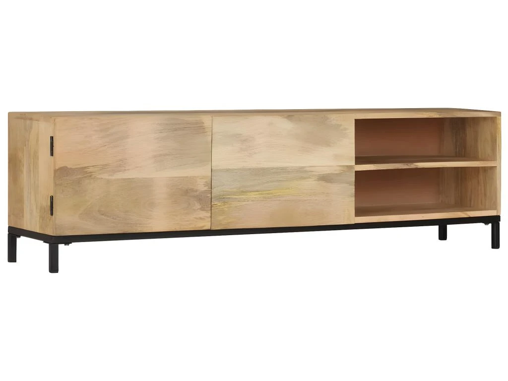 Meuble Télé Buffet Tv Télévision Design Pratique 145 Cm Bois Massif De Manguier 2502075