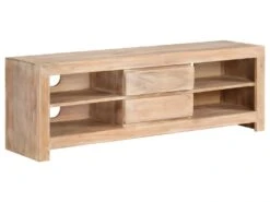 Meuble Télé Buffet Tv Télévision Design Pratique Bois D'acacia Massif 120 Cm Marron Clair 2502121