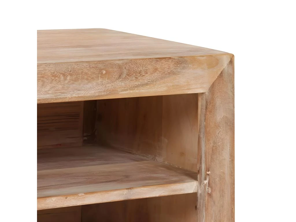 Meuble Télé Buffet Tv Télévision Design Pratique Bois D'acacia Massif 120 Cm Marron Clair 2502121 – Image 3