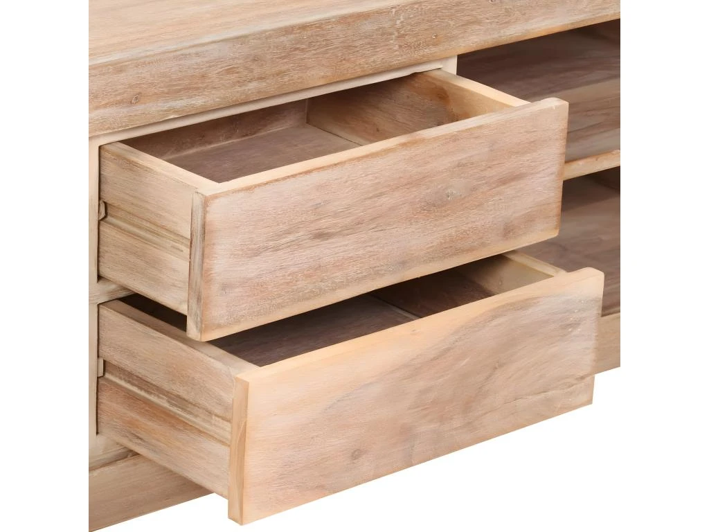 Meuble Télé Buffet Tv Télévision Design Pratique Bois D'acacia Massif 120 Cm Marron Clair 2502121 – Image 5