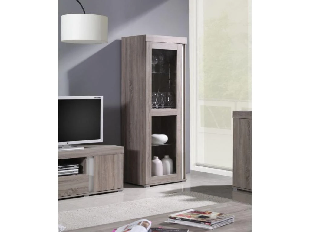 Ensemble AVIGNON Pour Salon. Meuble TV + Vitrine Petit Modèle (avec LED). – Image 2