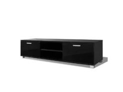 Meuble Télé Buffet Tv Télévision Design Pratique à Haute Brillance Noir 140 Cm 2502219