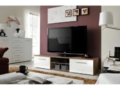 Meuble TV Design Collection BONOO 180 Cm. Coloris Chêne Et Blanc.