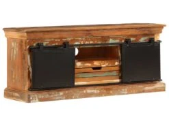 Meuble Télé Buffet Tv Télévision Design Pratique 110 Cm Bois De Récupération Massif 2502287