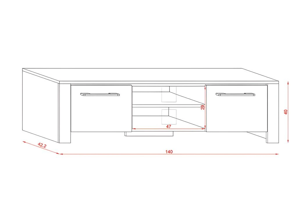 Meuble TV Design MANHATTAN 140 Cm à 2 Portes Et 2 Niches Coloris Blanc Et Gris – Image 3