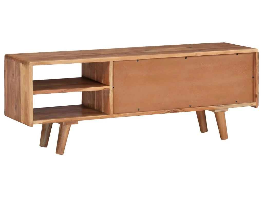 Meuble Télé Buffet Tv Télévision Design Pratique Bois D'acacia Avec Portes Sculptées 117 Cm 2502119 – Image 5
