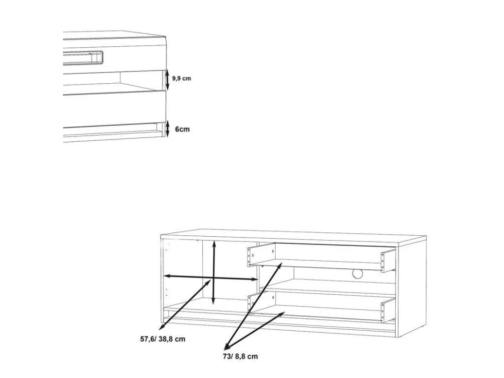 Meuble TV Blanc Laqué Et Décor Chêne Naturel - ALEXIANE – Image 4