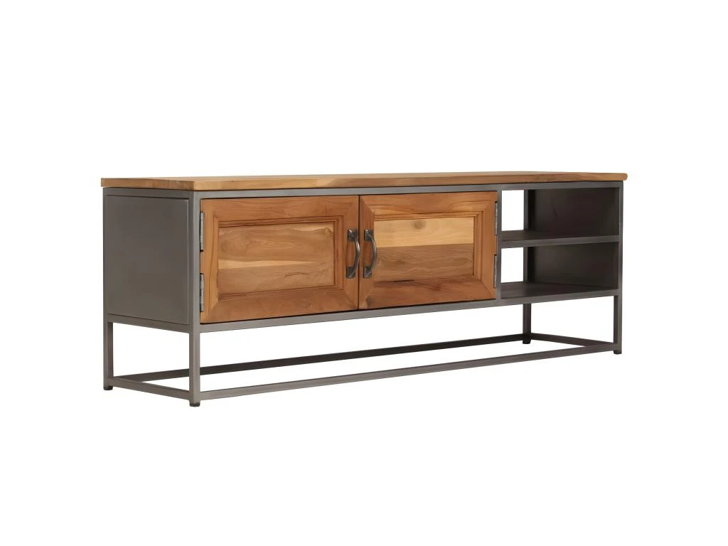Meuble Télé Buffet Tv Télévision Design Pratique Teck Recyclé Et Acier 120 Cm 2502215