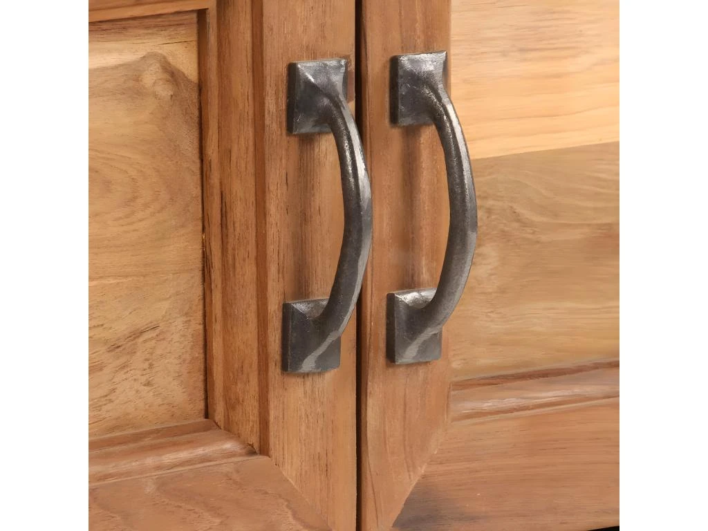 Meuble Télé Buffet Tv Télévision Design Pratique Teck Recyclé Et Acier 120 Cm 2502215 – Image 2