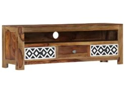 Meuble Télé Buffet Tv Télévision Design Pratique 120 Cm Bois De Sesham Solide 2502059