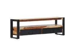 Meuble Télé Buffet Tv Télévision Design Pratique 120 Cm Bois De Sesham Solide 2502061