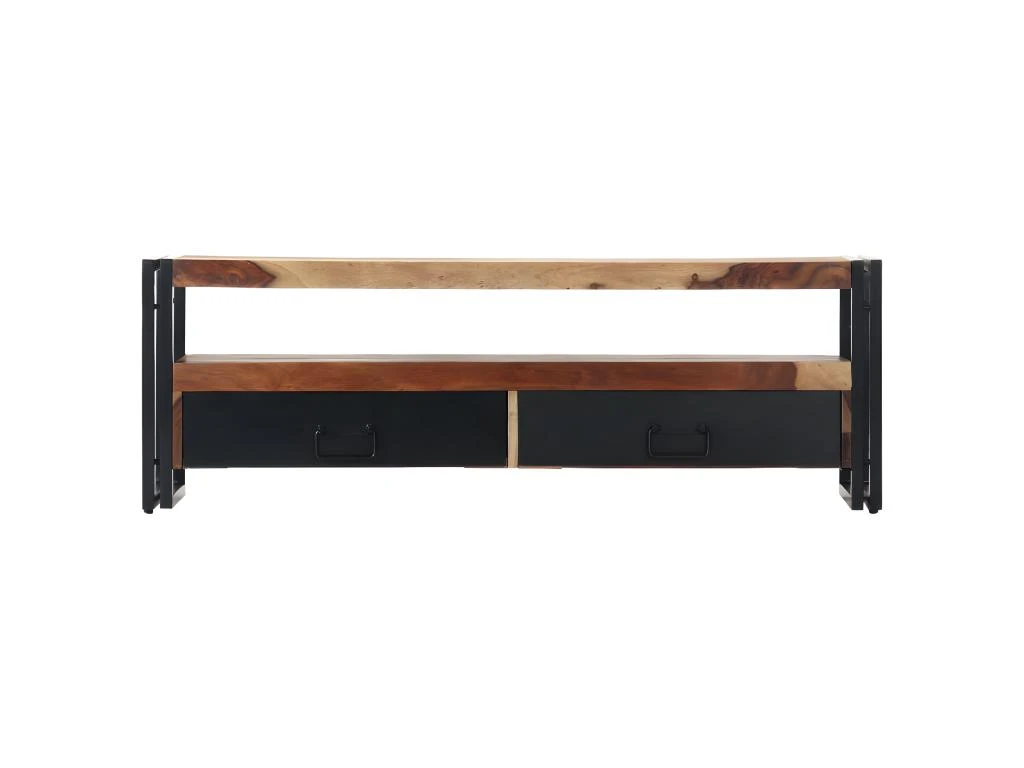 Meuble Télé Buffet Tv Télévision Design Pratique 120 Cm Bois De Sesham Solide 2502061 – Image 2