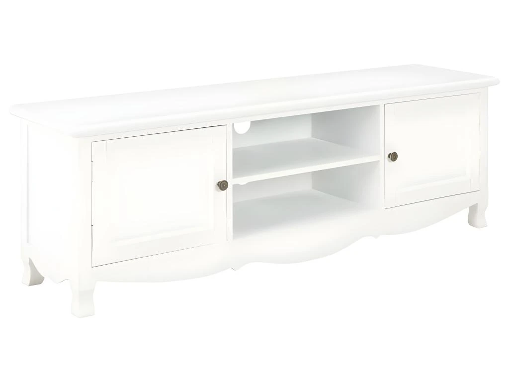 Meuble Télé Buffet Tv Télévision Design Pratique Blanc 120 Cm Bois 2502112