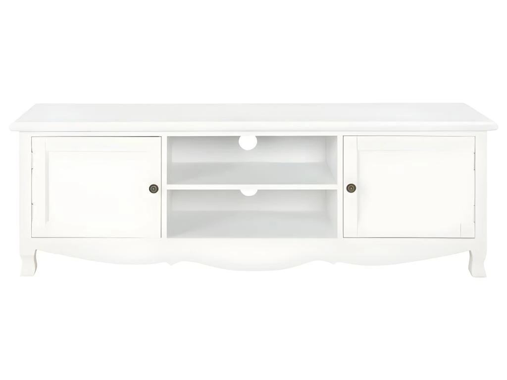 Meuble Télé Buffet Tv Télévision Design Pratique Blanc 120 Cm Bois 2502112 – Image 2