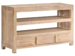 Meuble Télé Buffet Tv Télévision Design Pratique Bois D'acacia Massif 90 Cm Marron Clair 2502125