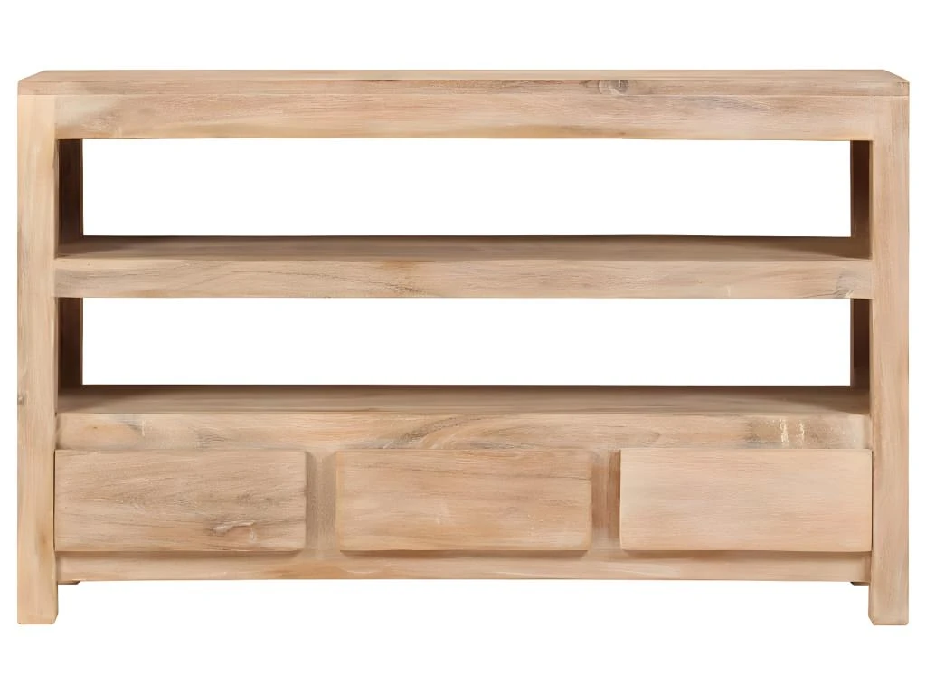 Meuble Télé Buffet Tv Télévision Design Pratique Bois D'acacia Massif 90 Cm Marron Clair 2502125 – Image 2