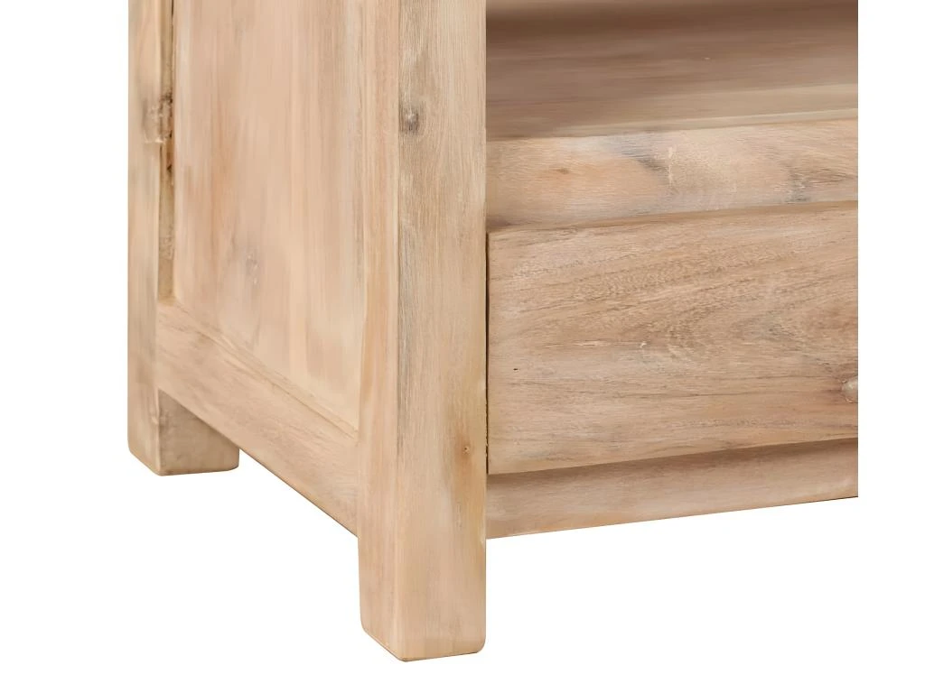 Meuble Télé Buffet Tv Télévision Design Pratique Bois D'acacia Massif 90 Cm Marron Clair 2502125 – Image 4