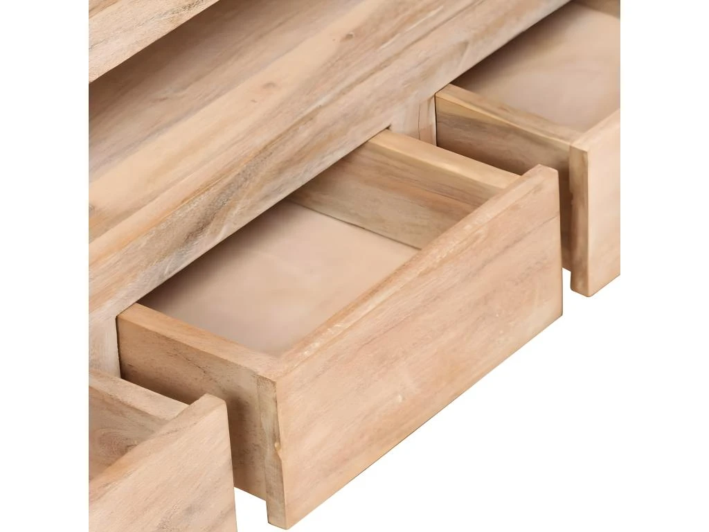 Meuble Télé Buffet Tv Télévision Design Pratique Bois D'acacia Massif 90 Cm Marron Clair 2502125 – Image 5