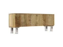 Meuble Télé Buffet Tv Télévision Design Pratique Bois De Manguier Massif 118 Cm 2502135