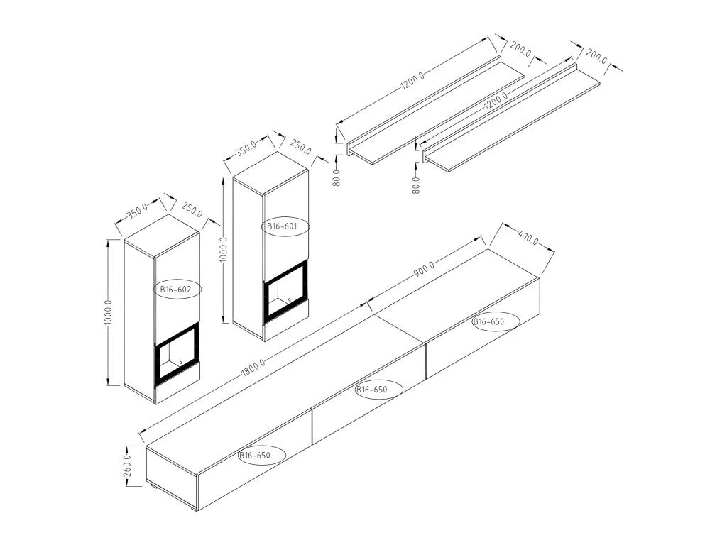 Ensemble Meubles De Salon Collection RAMOS. Coloris Chêne Et Noir Super Mat. LED Intégrées. – Image 4