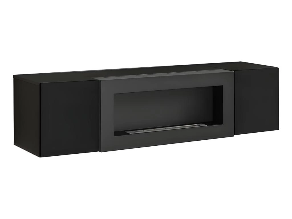 Ensemble De Meubles Suspendus Avec Cheminée Décorative Collection FLY M1. Coloris Noir. – Image 3