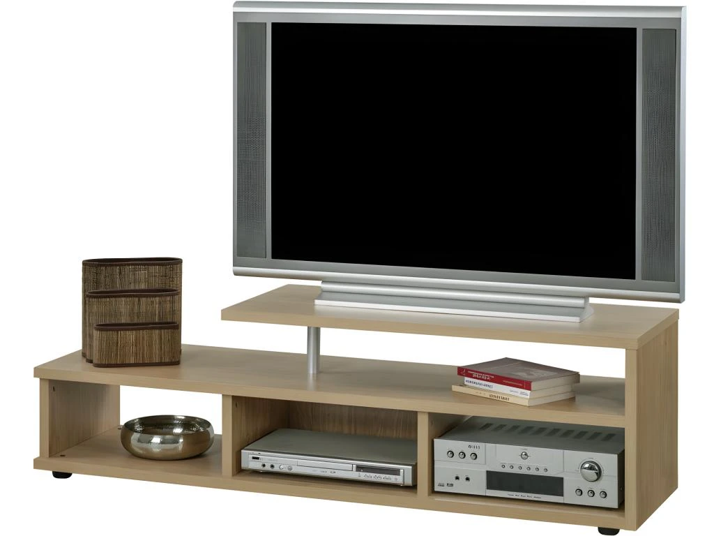 Meuble TV 150 Cm 5 Niches Panneaux Epais - Coloris: Chêne Naturel – Image 2