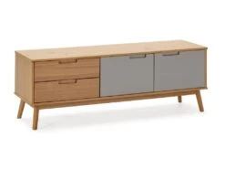 Meuble TV Bruce 2 Tiroirs Et 2 Portes, Bois Massif, 140 Cm (Largeur) 51 Cm (Hauteur)