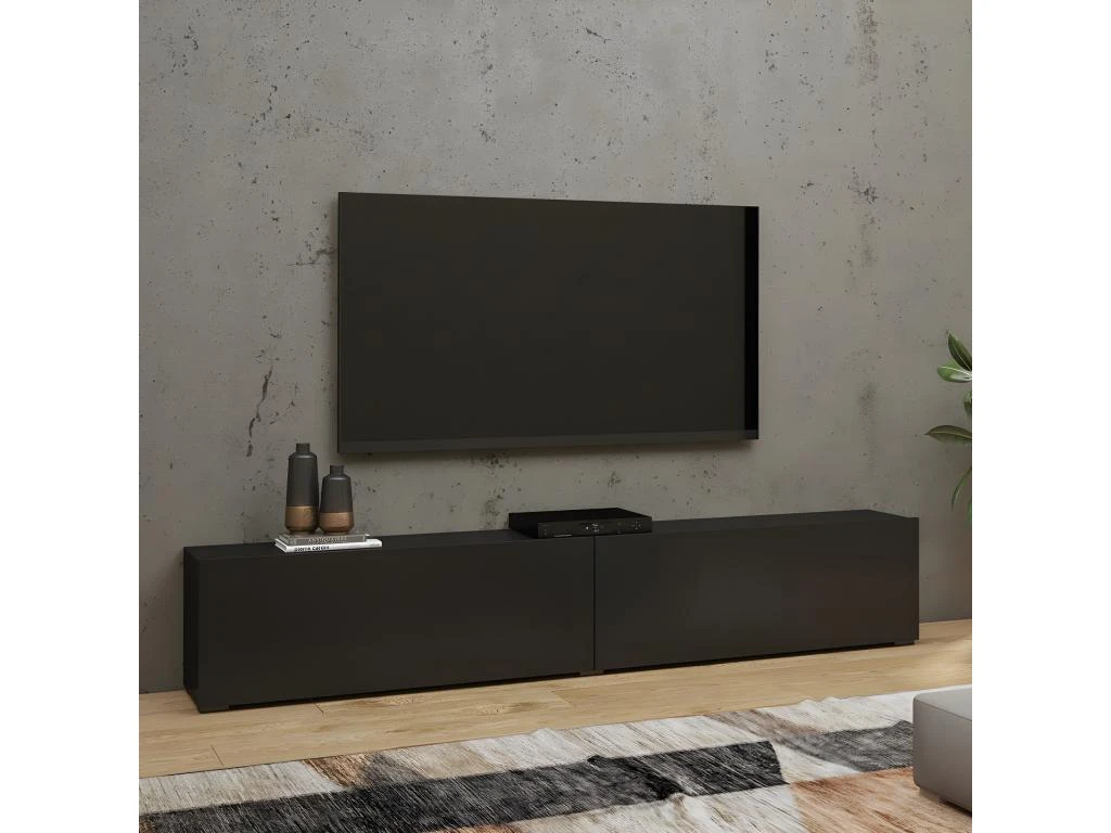 Meuble TV 180cm Collection EVA. Couleur Noir Et Chêne.
