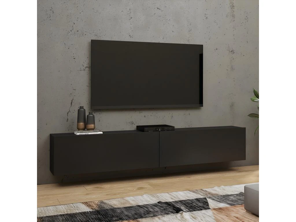 Meuble TV 180cm Collection EVA. Couleur Noir Et Chêne. – Image 3
