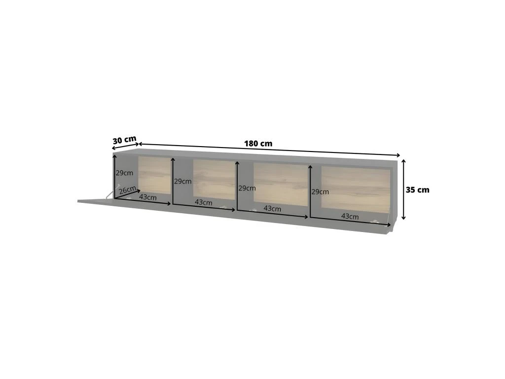 Meuble TV 180cm Collection EVA. Couleur Noir Et Chêne. – Image 5