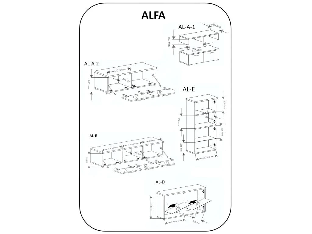 Ensemble De Meubles De Salon,TV, Ilumin.LED, Blanc Mate/Noir Laque, 250x194x42cm – Image 4