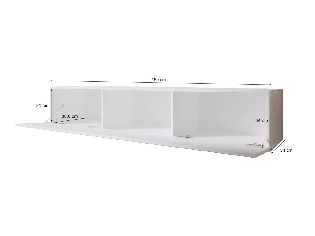 FURNIX Meuble Tv Debout / Suspendu Zibo 160 Cm Chêne Wotan Mat Style Moderne Avec Compartiments Fermés – Image 3
