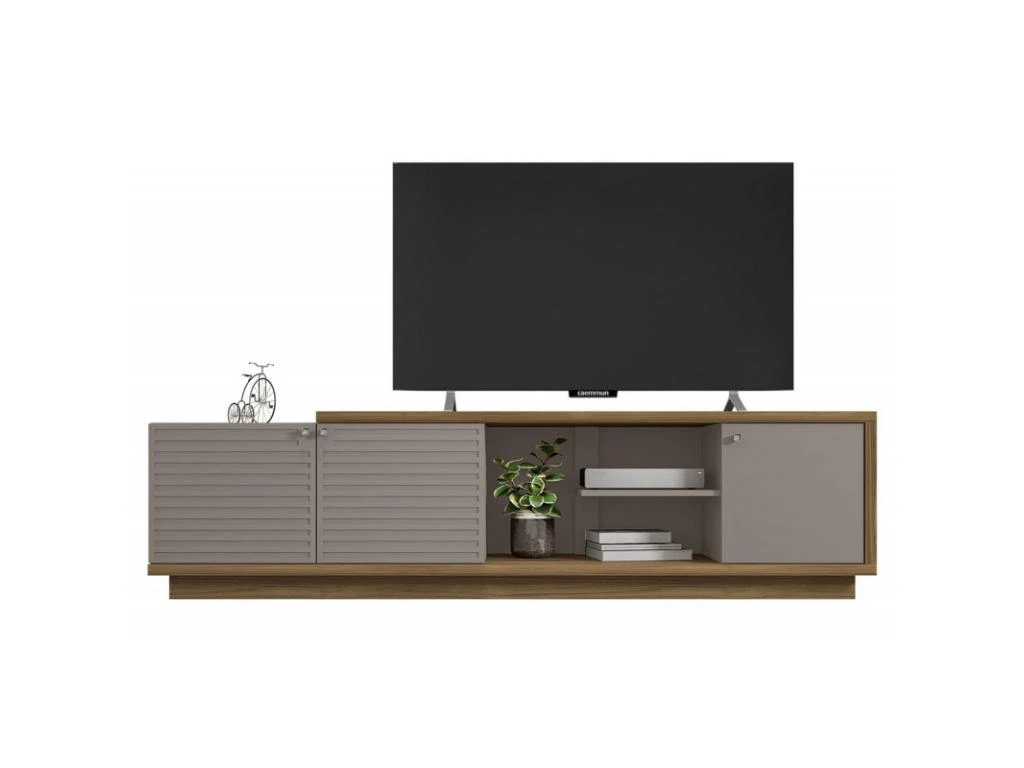 Meuble TV 75 Pouces 3 Portes Chêne Et Taupe