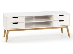 Meuble Tv Baku 1 Porte Et 2 Tiroir Couleur Blanc, 140 Cm