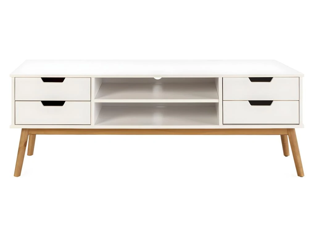 Meuble Tv Baku 1 Porte Et 2 Tiroir Couleur Blanc, 140 Cm – Image 3