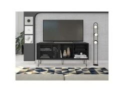 Meuble TV 55 Pouces Noir Pieds Métal