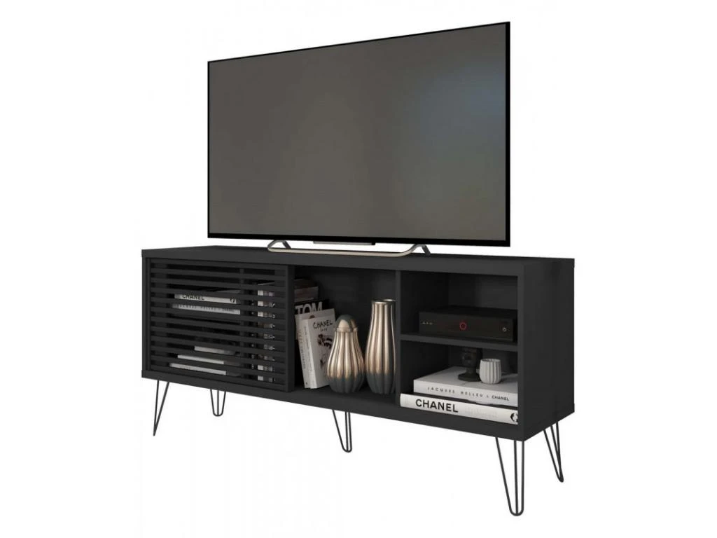 Meuble TV 55 Pouces Noir Pieds Métal – Image 2