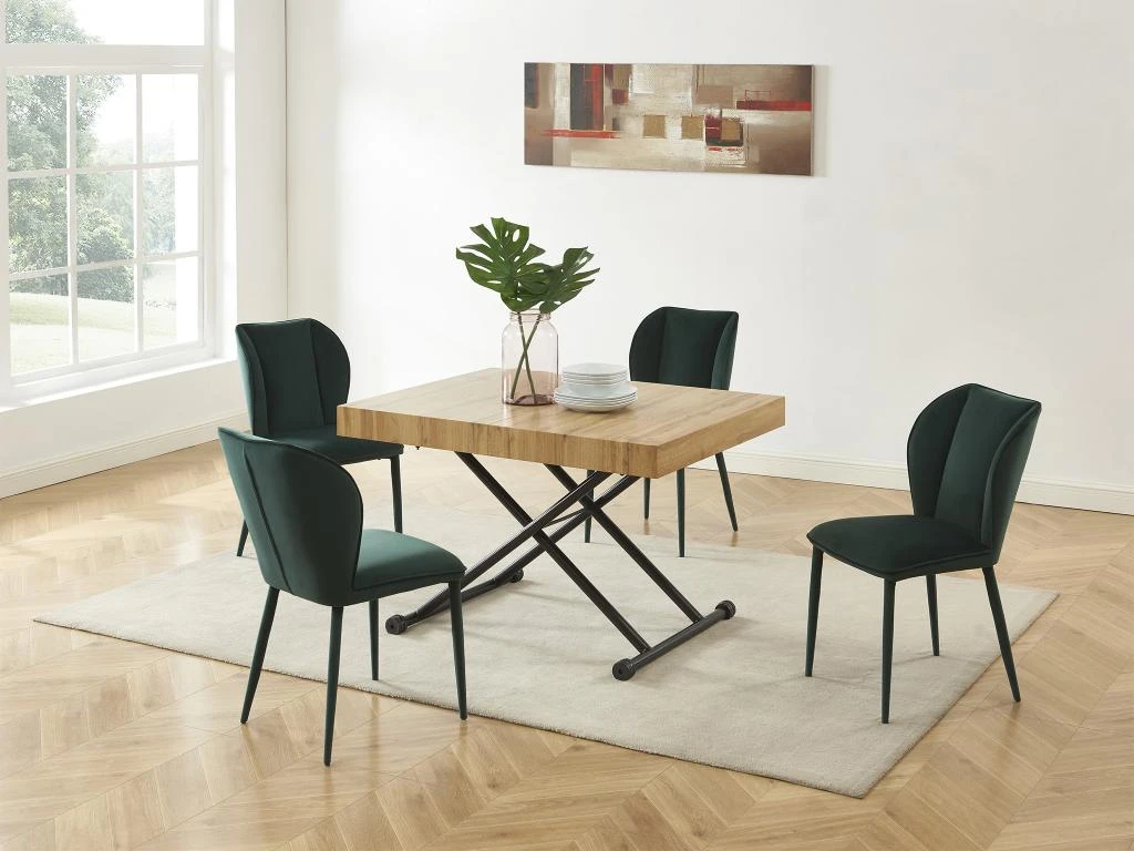 Table Extensible Et Relevable 2 En 1 - MDF Et Acier - Naturel Et Noir - MORIALA – Image 4