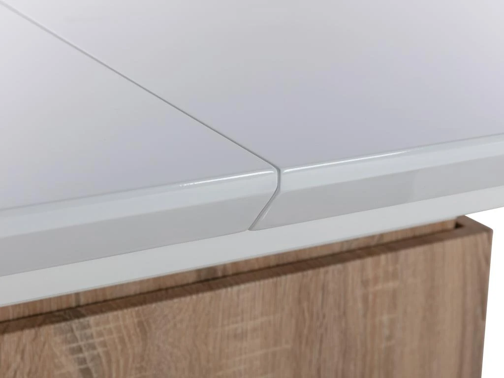 Table Extensible Et Relevable 2 En 1 - MDF Et Acier Inoxydable - Naturel Et Blanc - CAPANI – Image 13